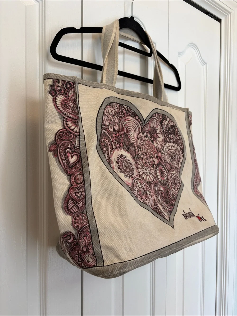 Brighton LOVE Love in Bloom Valentines Cream Canvas Tote Bag